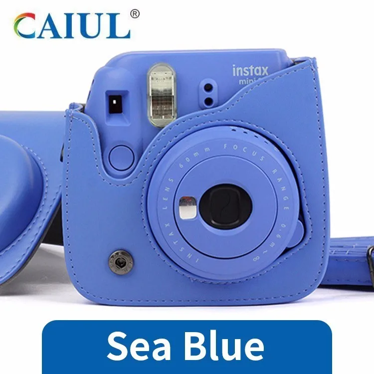 Sea blue Fujifilm Instax mini чехол для камеры pu кожаный чехол с плечевым ремнем для Instax Mini 9 Mini 8 Mini 8+ мгновенная камера - Цвет: Sea blue