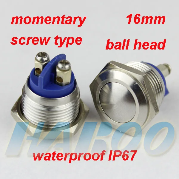 10 шт./лот IP67 16 мм винтовой металлический кнопочный переключатель из нержавеющей