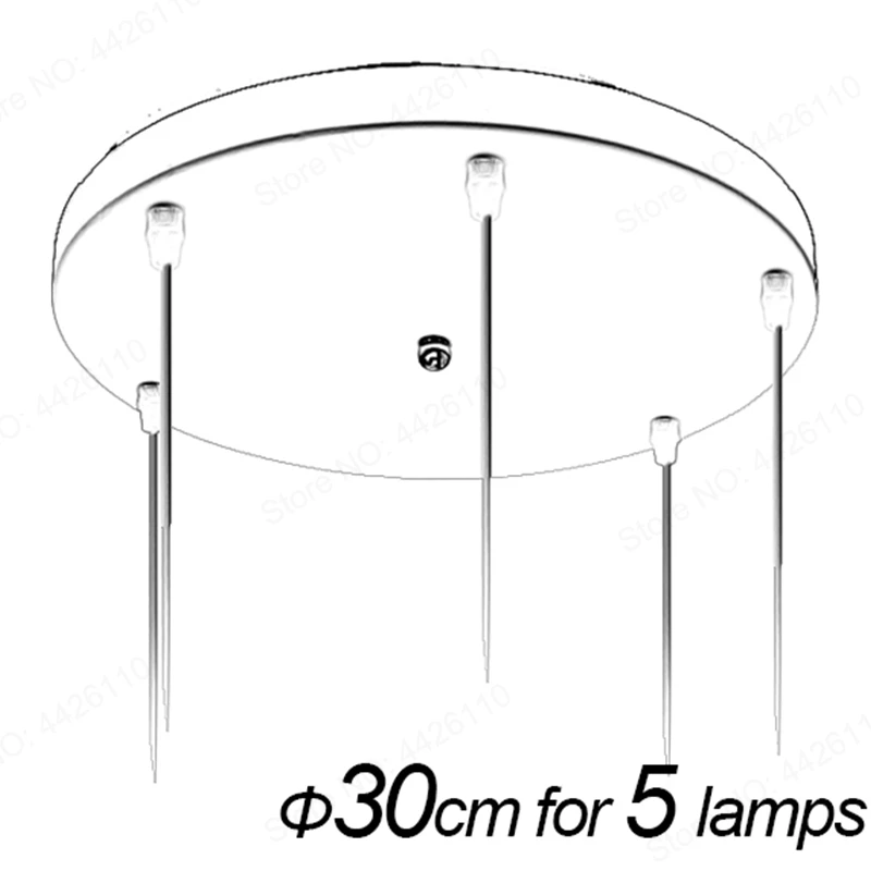 Round 30cm 5 lamps Подвесной светильник аксессуар 3 лампы Длинные круглые потолочные навесы для подвесных светильников Подвесная лампа DIY - Цвет корпуса: Round 30cm 5 lamps