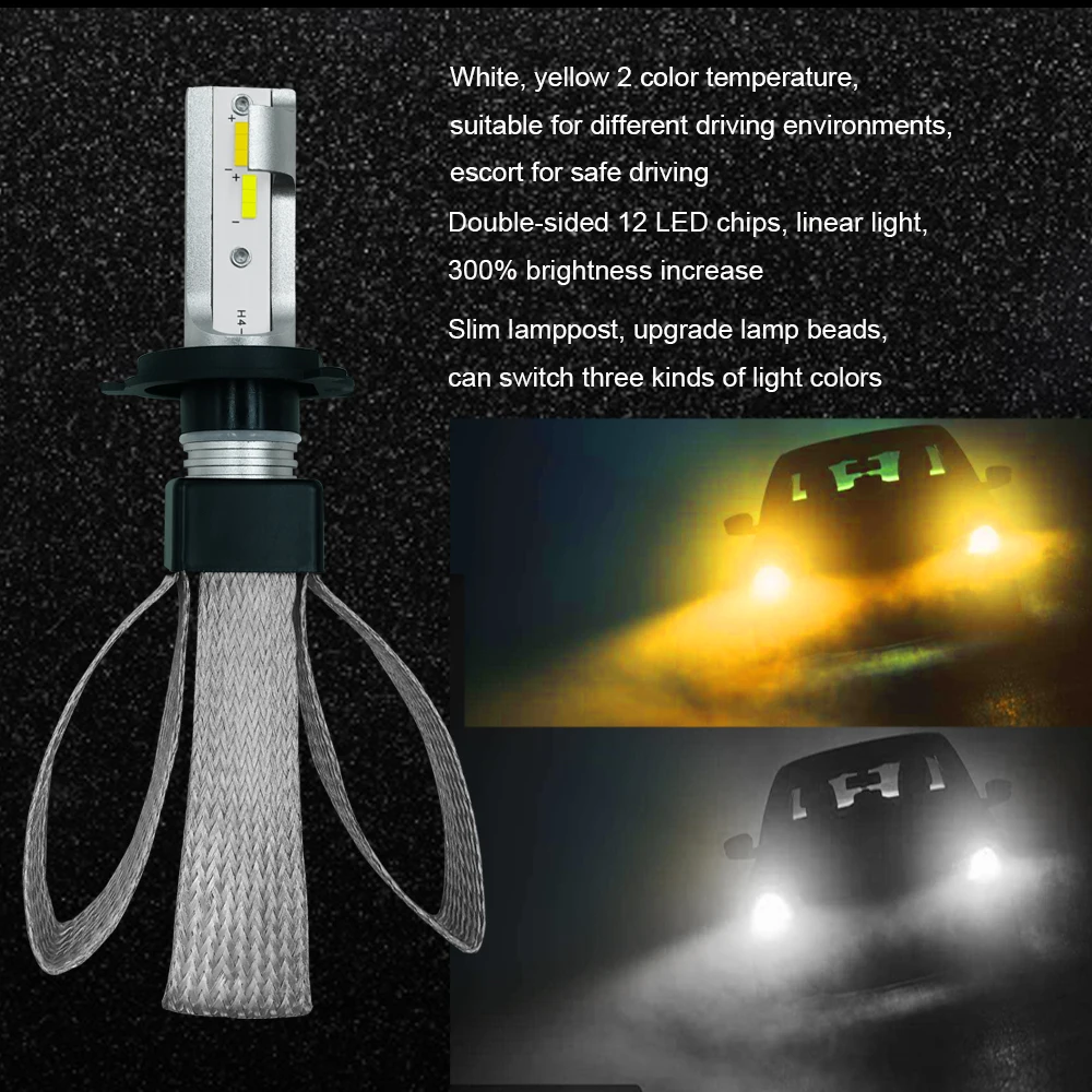 COOLFOX 12v Lampada Farol светодиодный H4 Лампа Luces Para Автомобильная фара лампа дальнего