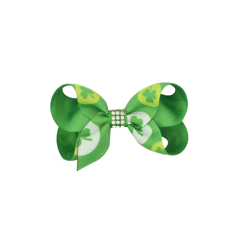Clover Butterfly Hairpins Printed Knot Ribbon Bow For Girls Handmade Boutique Hair Clip Children Accessories | Детская одежда и