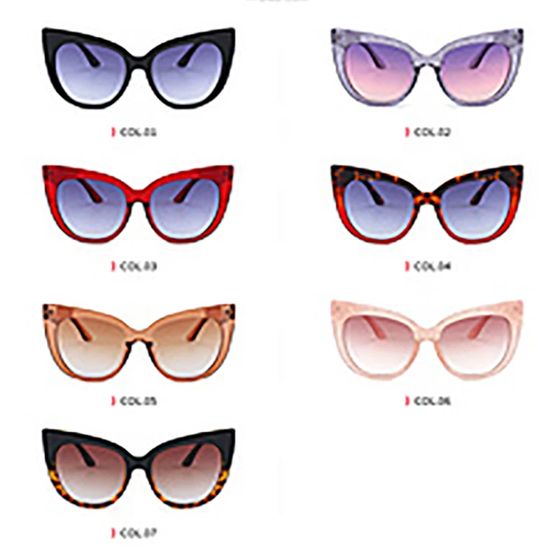 Супермодные элегантные очки кошачий глаз большие солнцезащитные в коробке 2019 |