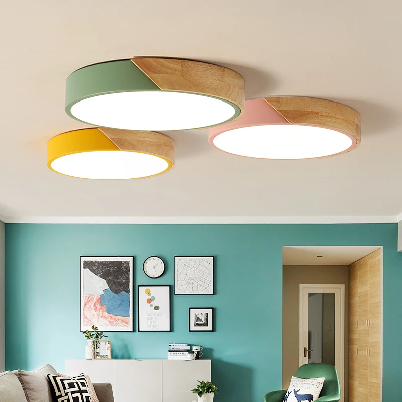 

18W 24W 36W LED Ceiling Lights With Remote Control for Living room Bedroom Wooden Indoor Round Modern Plafond Lamp Flush Mount