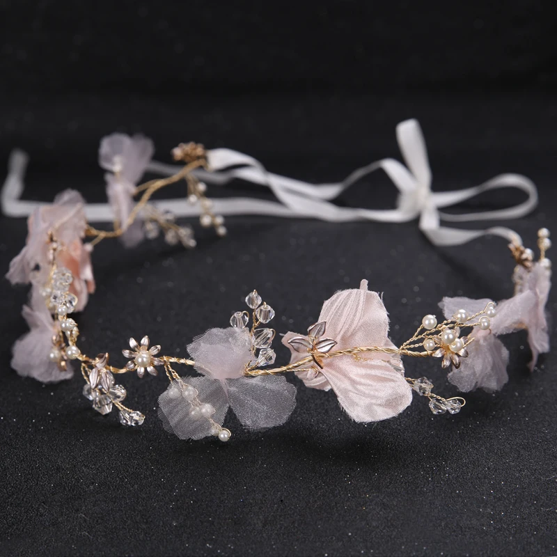 New Fashion Wedding Hair Jewelry Gold Tiara Crown Headbands Crystal Pearl Women Accessories Flower Headpiece Ornament Gift | Украшения и