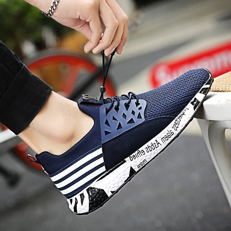 Новинка дышащая спортивная обувь с узором для мужчин кроссовки телескопической