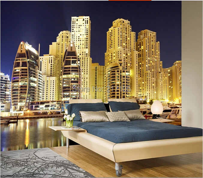 Пользовательские 3D стереоскопические обои Дубай Бурдж аль арабский отель Ночная