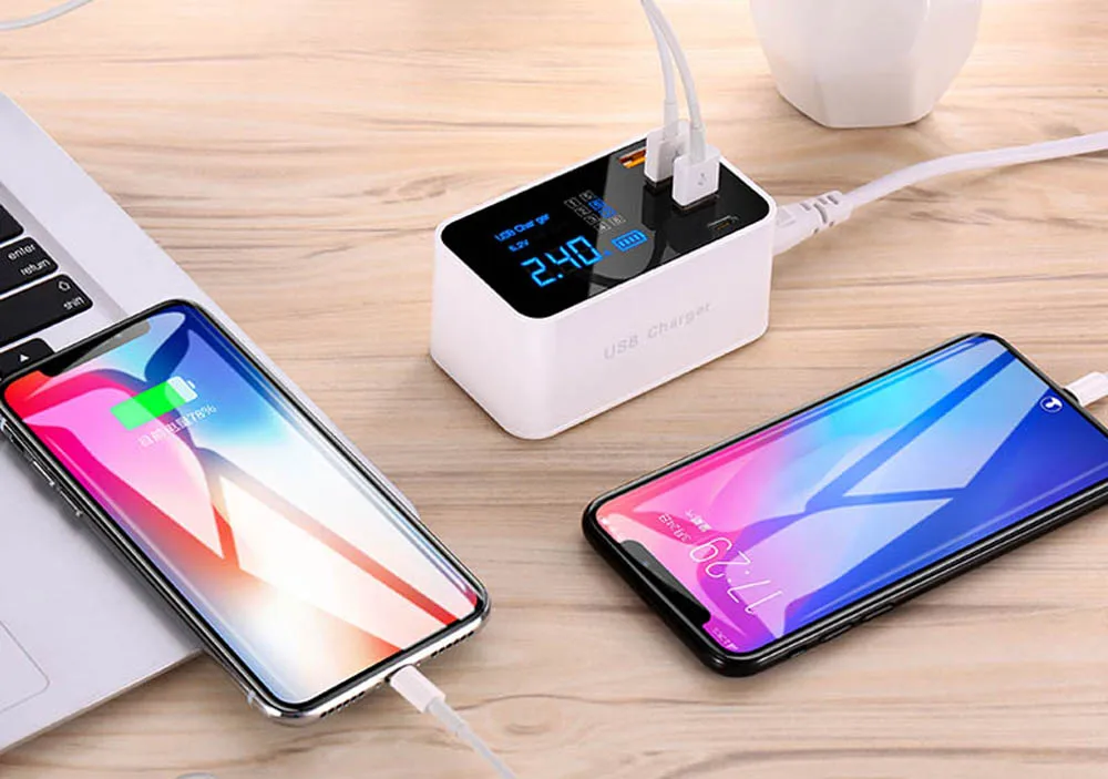 3 USB Smart Charge 2,0 type C USB зарядное устройство для iPhone samsung USB адаптер настенное зарядное устройство светодиодный дисплей быстрое зарядное устройство для мобильного телефона