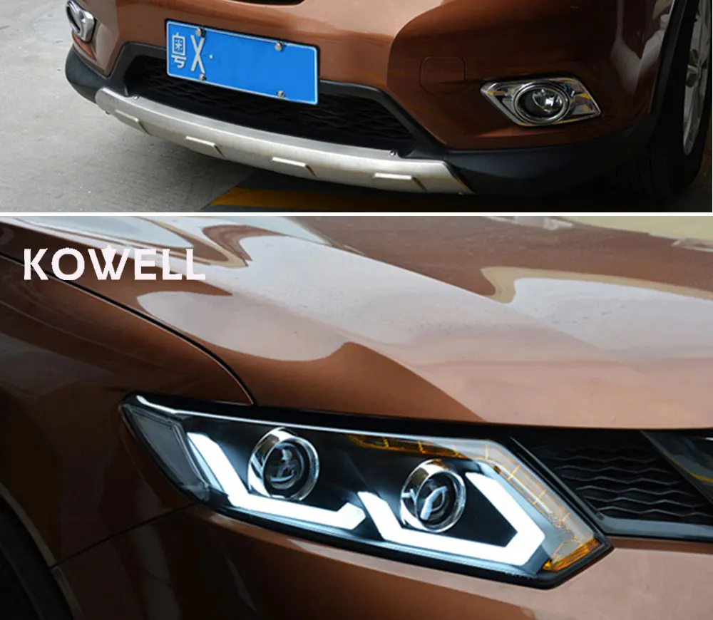 KOWELL автомобильный Стайлинг для Nissan X-Trail фары- для X-Trail светодиодный фонарь DRL Объектив двойной луч H7 HID Xenon bi xenon