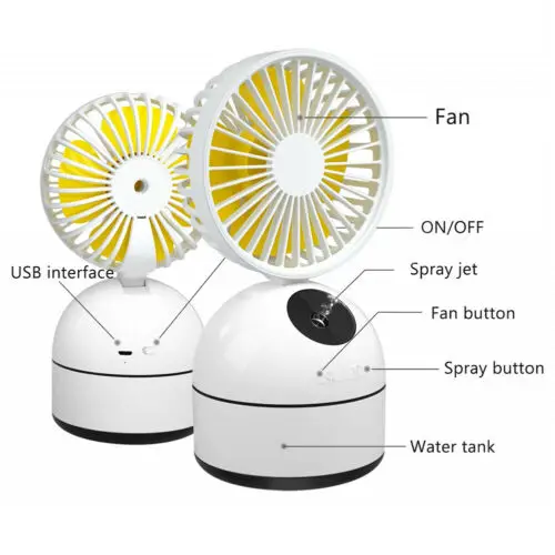 Портативный распылительный вентилятор 2 в 1 + увлажнитель воздуха 200 мл настольный