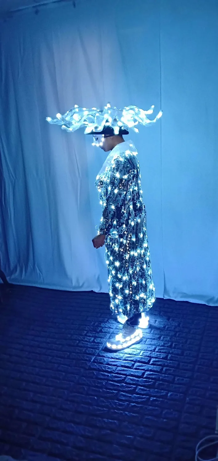 

Luminous costumes fluorescent carnival costumes LED light magician clothing luminous performance clothes