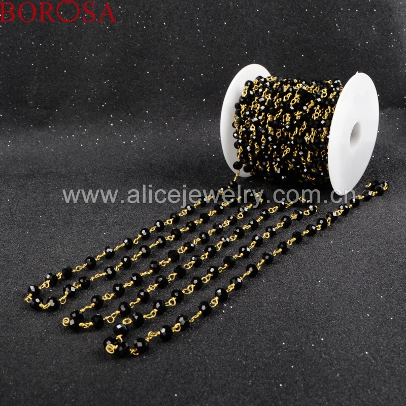 BOROSA оптовая продажа черный натуральный камень кристалл кварцевые граненые бусы