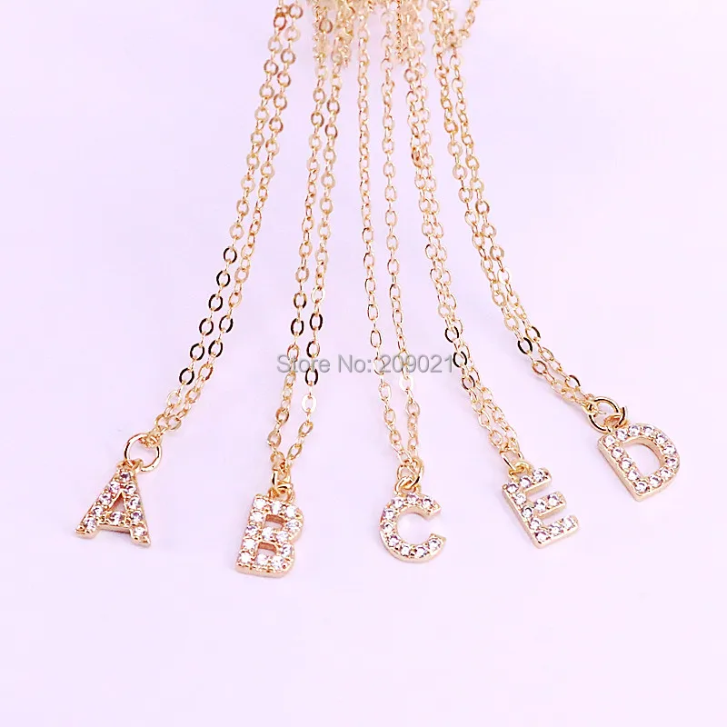 

10 шт. Высокое качество Золотой Черный цвет микро паве CZ 26 алфавитов буквы кулон ожерелье очаровательные для женщин Подарки