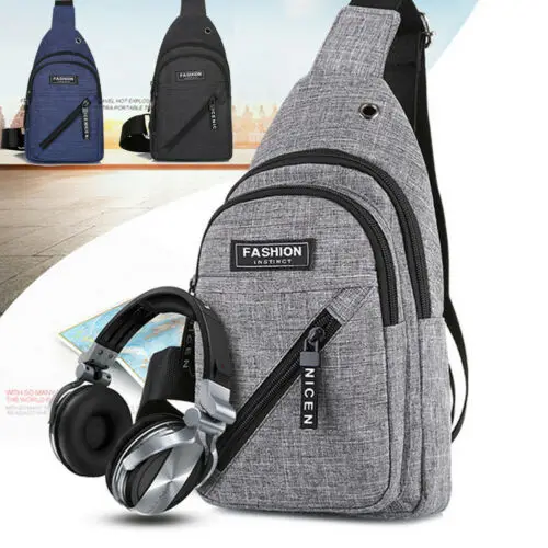 Мужская сумка-слинг через плечо с USB-зарядкой и защитой от кражи | Багаж сумки
