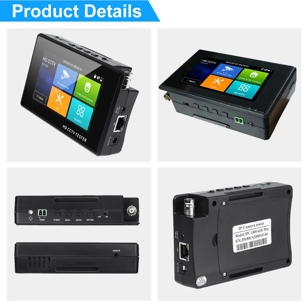 Anpviz 4 дюймов К H.265 IP/CVBS/CVI/TVI/AHD по 5 в 1 CCTV IP Камера Тестер монитор 5MP тестирование