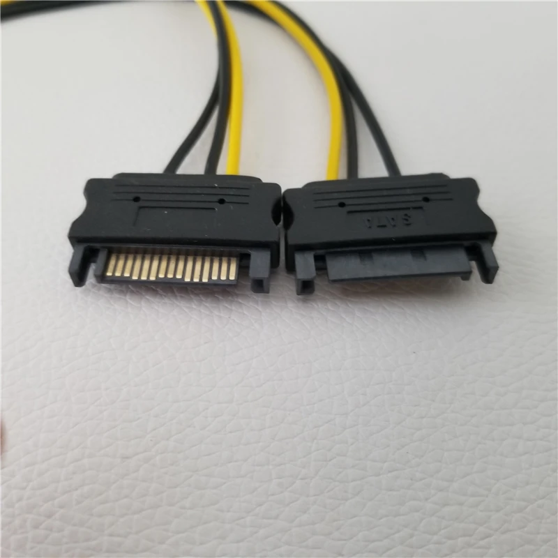 Двойной кабель SATA PCI E PCIE Express 15Pin папа 6Pin Мужской адаптер конвертер питания 18AWG для