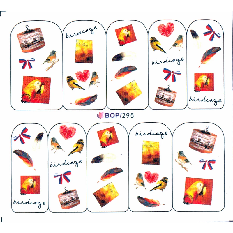 4 упаковки в комплекте клетка с птицами перьями наклейки для ногтей Водные