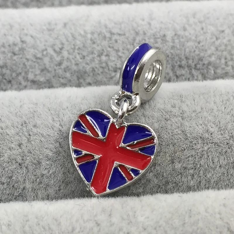 Флаг Великобритании подвеска в виде сердца с красной эмалью и B Европейские