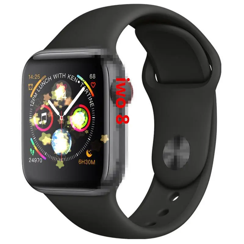 Black IWO8+ наушники/набор Smartwatch MTK2502 44 мм чехол для часов серии 4 Smartwatch Поддержка SMS синхрониза VS IWO 5 6 - Цвет: Black
