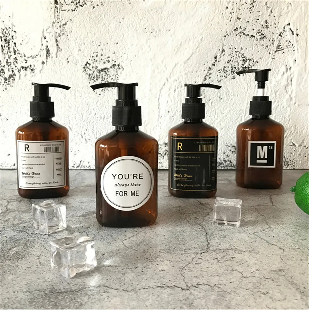 125 мл Скандинавии шикарный шампунь хранения бутылки с Стикеры коричневый Пластик