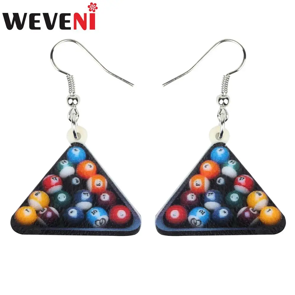 Модные Акриловые треугольные серьги WEVENI Разноцветные для игры в бильярд модные