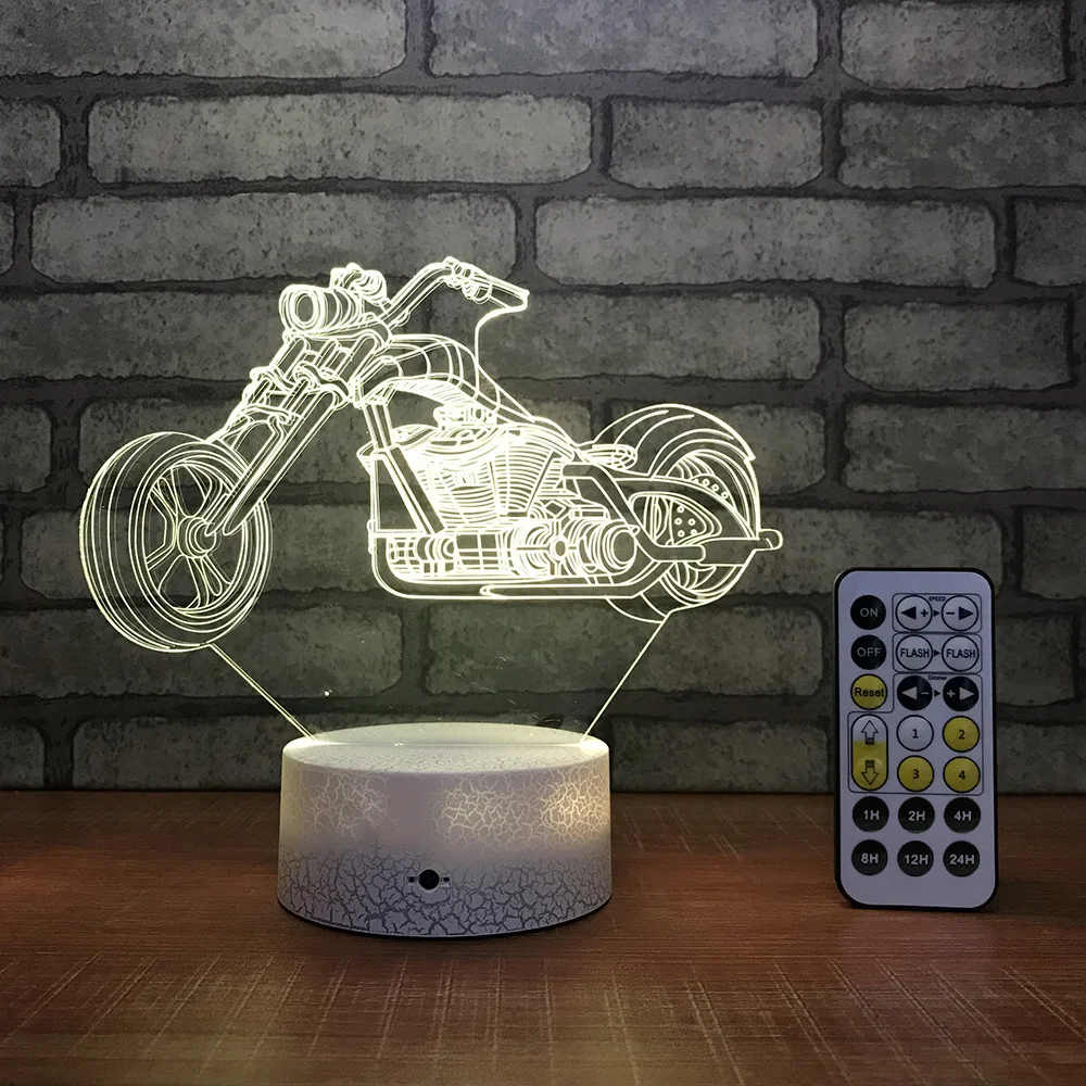 Мотоцикл светодиодный ночник креативное акриловое видение 3d лампа прекрасный