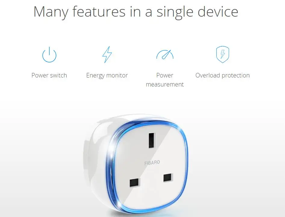 Fibaro Z-Wave plus настенный штекер розетка с функцией счетчика мощности Ночная подсветка перегрев EU868.42MHz