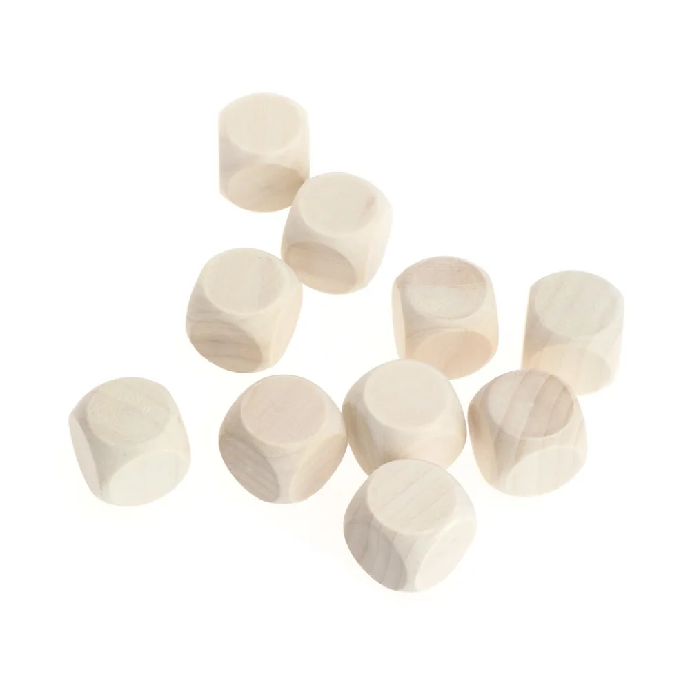 

10pcs 6 Sided Blank Wood Dice Party Family DIY Games Printing Engraving Kid Toys
