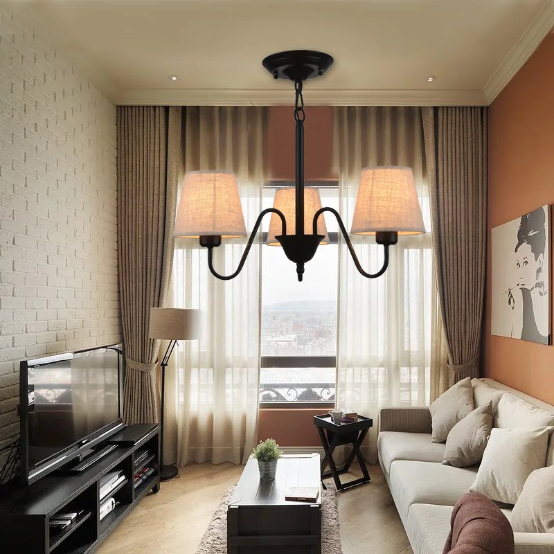 Светодиодный светильник с льняными абажурами E27 тканевые люстры для гостиной