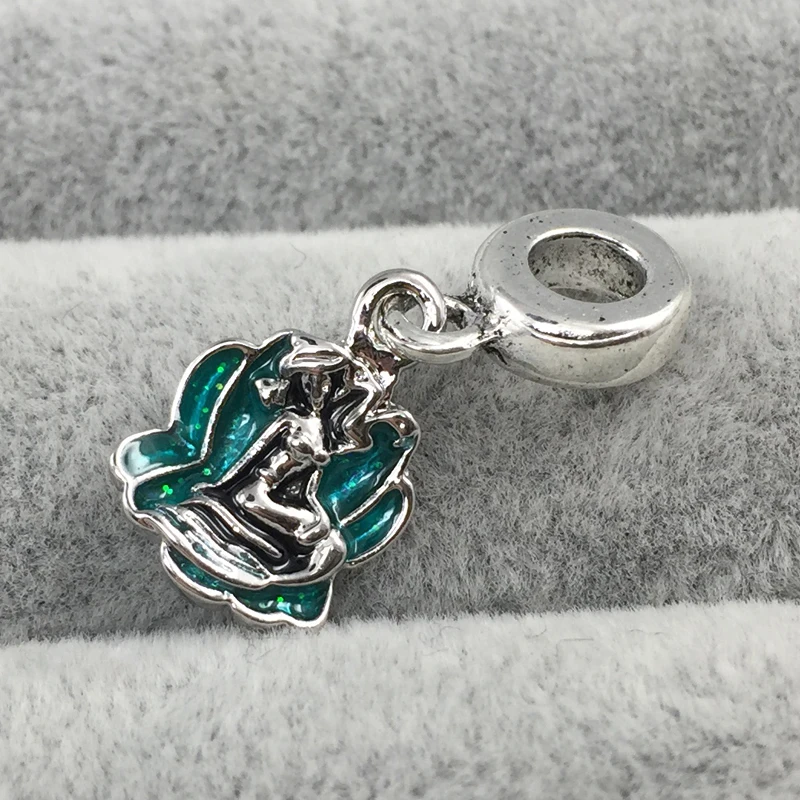 Ариэль и Sea Shell морская пена зеленый эмалированная Подвеска европейские Бусины Fit