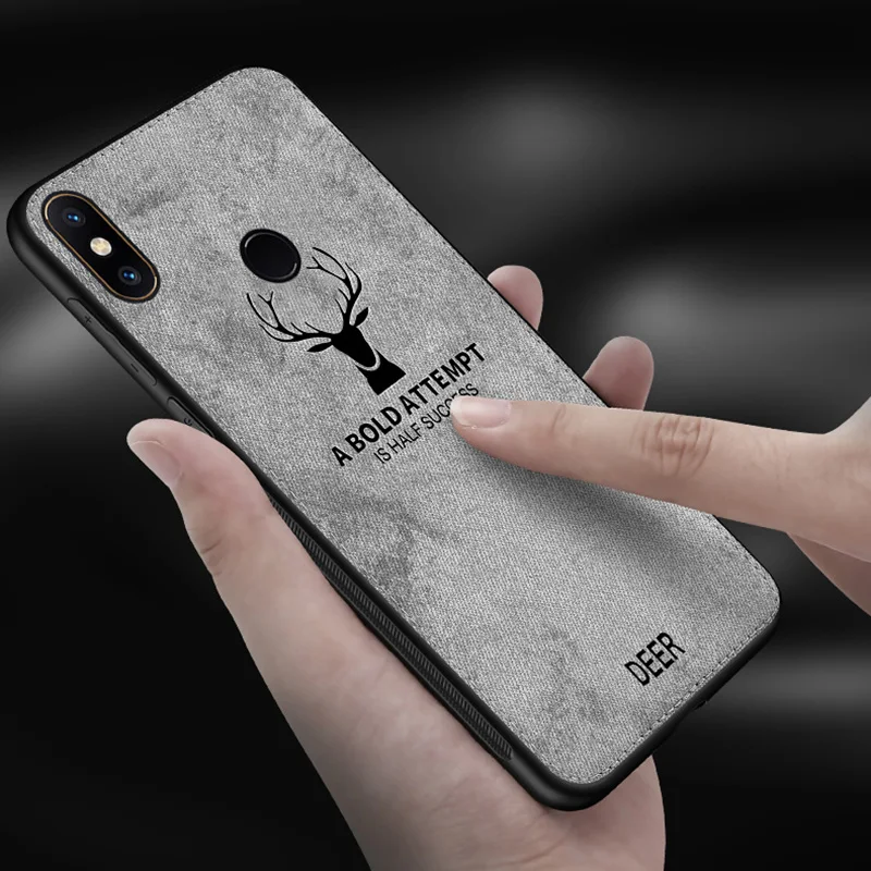 Cloth Textured 3D Deer Pattern Phone Case For Xiaomi Mi 8 SE Lite Max 3 Redmi 6 Pro Note 5 6A Canvas Soft TPU Silicone Back Cove | Мобильные