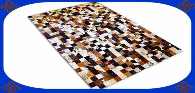 

2018 free shipping 100% natural genuine cow leather india wool silk rugs