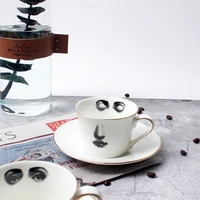 eye nose coffee cup and saucer set face pattern bone china tazza afternoon tea supply elegant wedding tableware girl friend gift