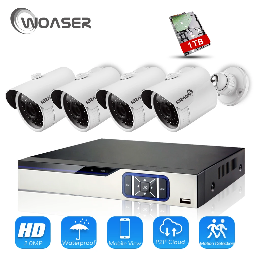 Woaser 4ch 1080 P HDMI Выход видеорегистратор AHD CCTV Системы 4 шт. 2500tvl 2.0mp Камера Открытый ИК