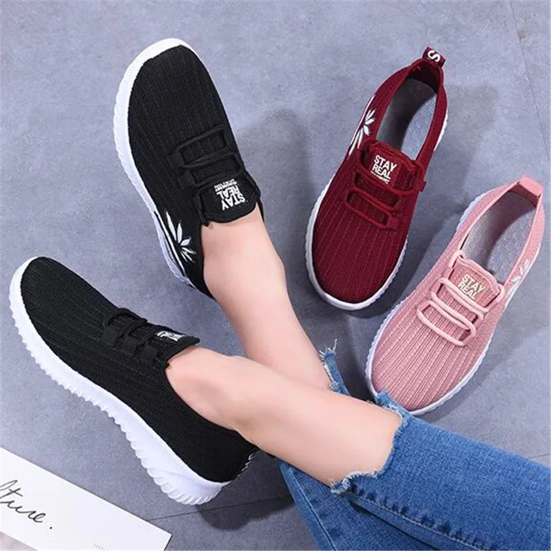 Spring and autumn summer new flying woven breathable casual wear soft bottom non-slip women's shoes | Обувь