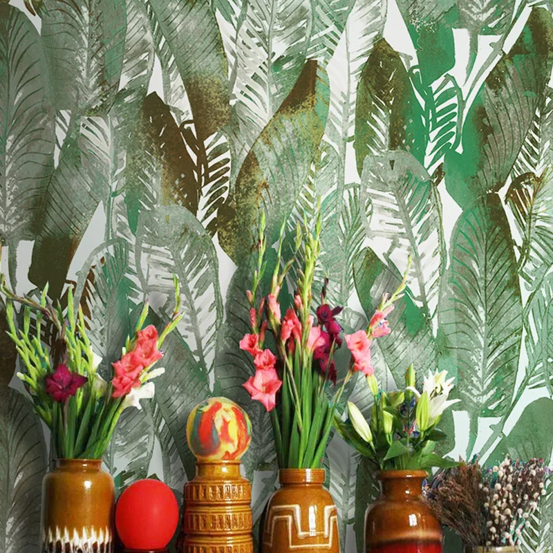 

Тропические обои с зелеными банановыми листьями в скандинавском стиле ins, фоновые обои для гостиной и спальни, обои для магазина одежды