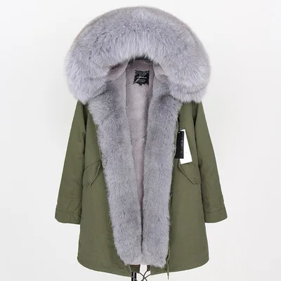 color 17 Длинная парка женская мужская Зимняя куртка пальто Воротник мех лисы Капюшон Меховой подклад Женская парка мода - Цвет: color 17