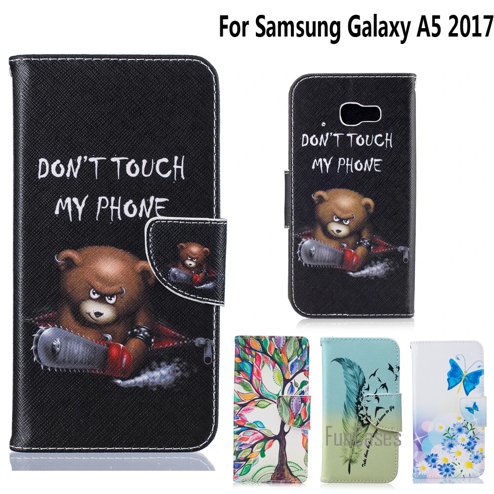 PU кожаный флип чехол для coque samsung Galaxy A5 2017 A520 A520F A5200 5 2 дюймов + подставка держатель