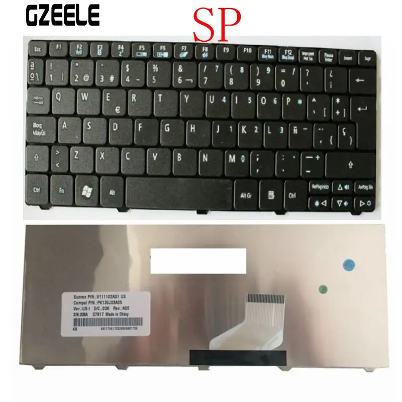 Испанская клавиатура для acer Aspire One D255 D257 AOD257 D260 D270 521 532 532 H 533 AO521 AO533 NAV50 Черный Запчасти Teclado клавиатура