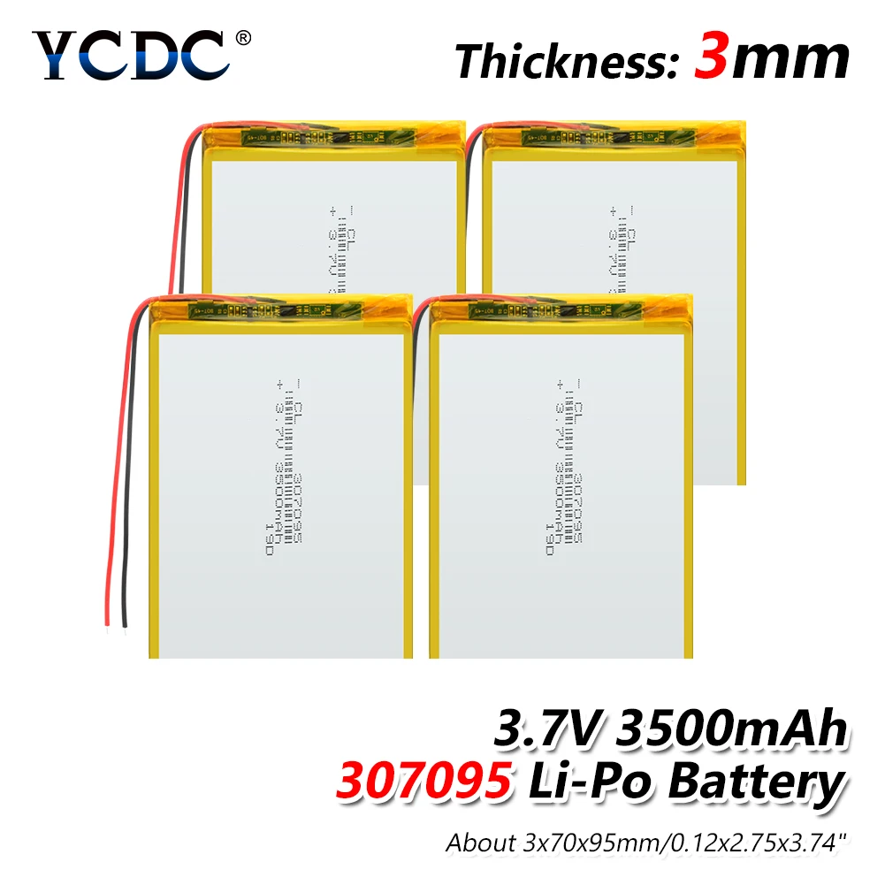 Полимерная батарея 3500 mah 3,7 V 307095 умный дом MP3 колонки литий-ионная батарея для dvr, gps, mp3, mp4, DVD power bank, динамик
