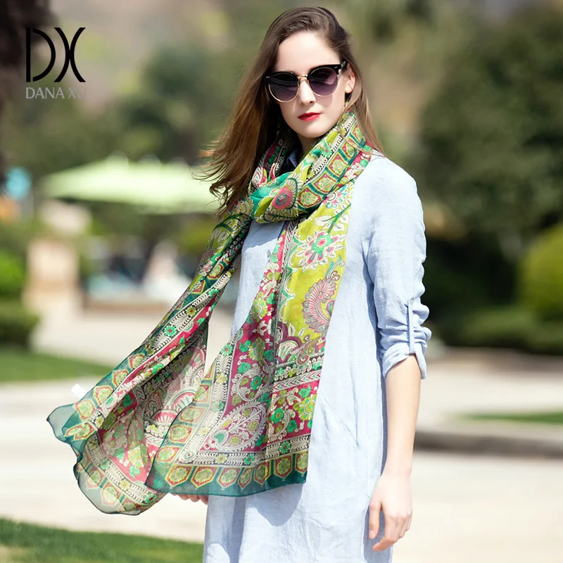 Женский шарф из 100% шелка модная длинная шаль пашмины в новом дизайне накидка