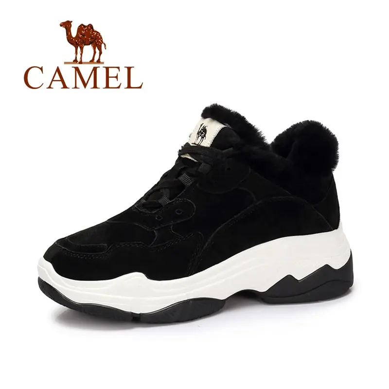 CAMEL/зимняя женская обувь плотные теплые кеды на высокой платформе женские