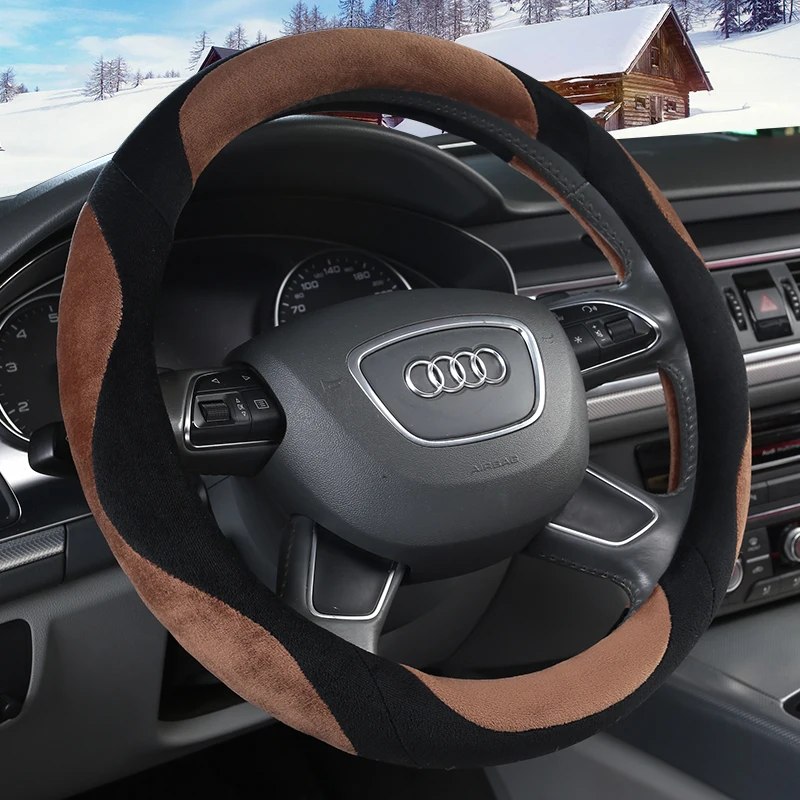 Универсальные автомобильные Плюшевые Чехлы на руль Нескользящие прочные