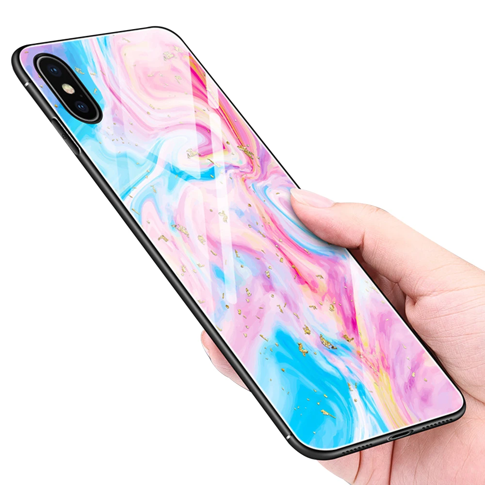 Eqvvol Epoxy Gold Foil Case For iPhone X XS Max XR 7 8 Plus 6 6s Glitter Marble Cases Soft TPU Edge 8plus Back Cover Fundas |