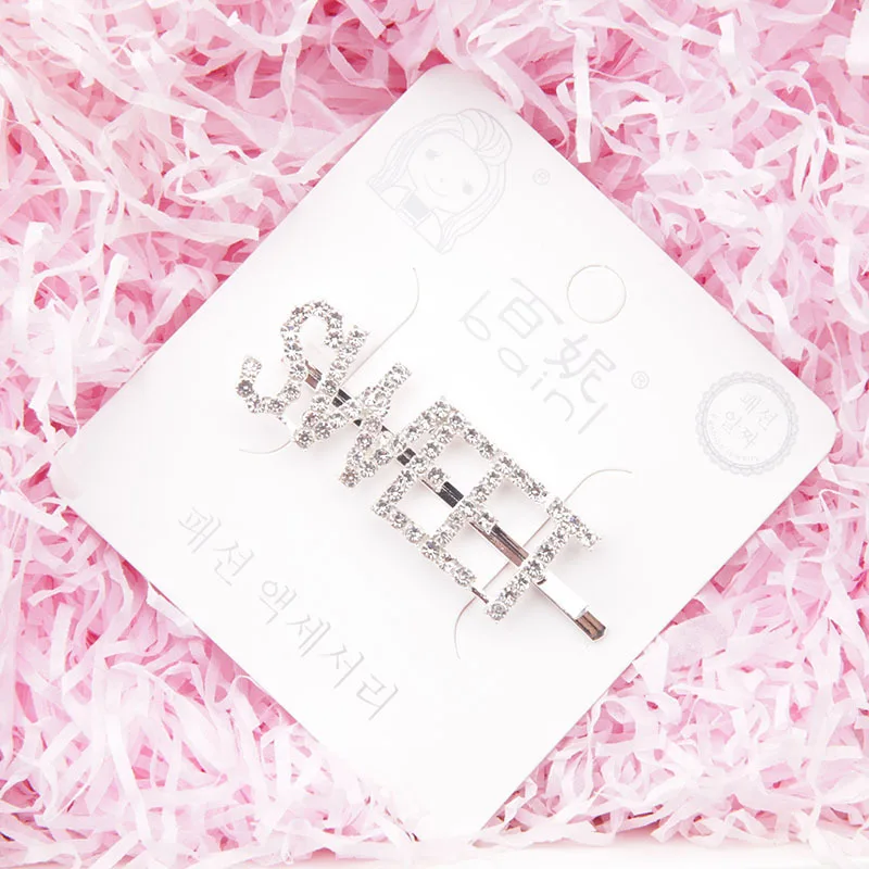 2019 Горячая модная заколка для волос с буквенным принтом и кристаллами орнамент