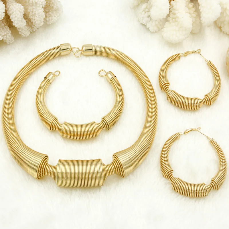 2018 очаровательные женские комплекты ювелирных изделий большое ожерелье серьги