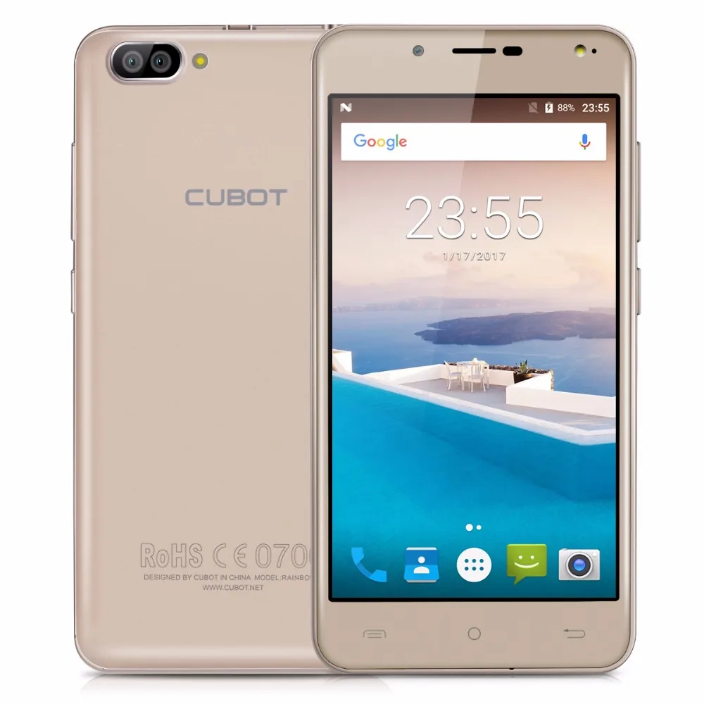 CUBOT Rainbow 2 5.0 Inch MTK6580A Quad Core Smartphone 1GB RAM 16GB ROM Rear Dual Cameras Cell Phone Android 7.0 Mobile | Мобильные