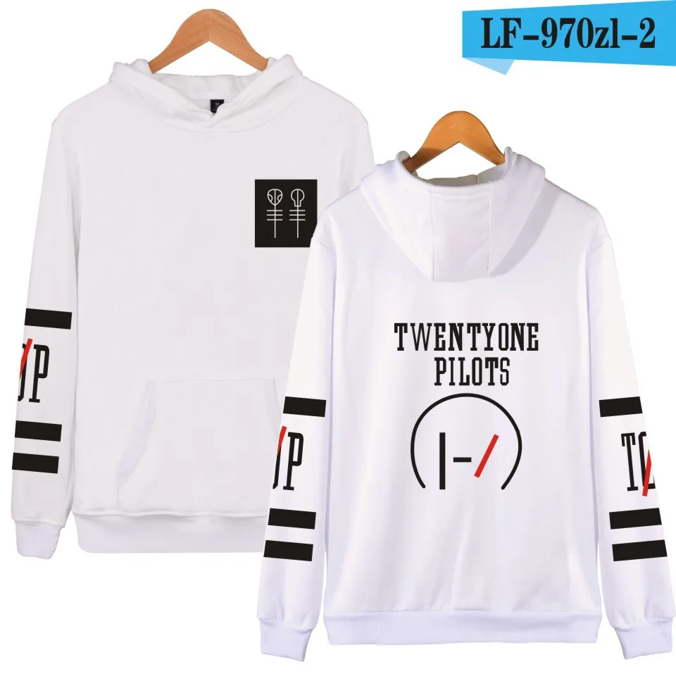 2 Толстовки с капюшоном и принтом «Twenty One Pilots»,, Прямая поставка, забавные хлопковые толстовки с капюшоном, одежда с длинным рукавом, черные, белые пуловеры - Цвет: 2