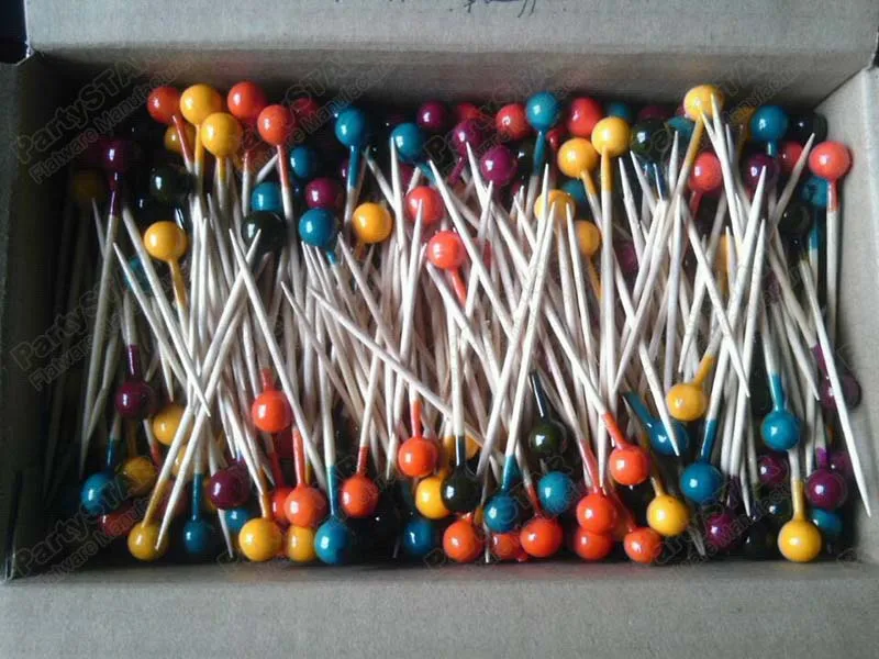 6600 шт. Fingerfood шашлык 7 см вечерние выбирает цвета шар ассорти "ягоды" жемчуг, одноразовые деревянные, торт, сэндвич, фруктовый десерт