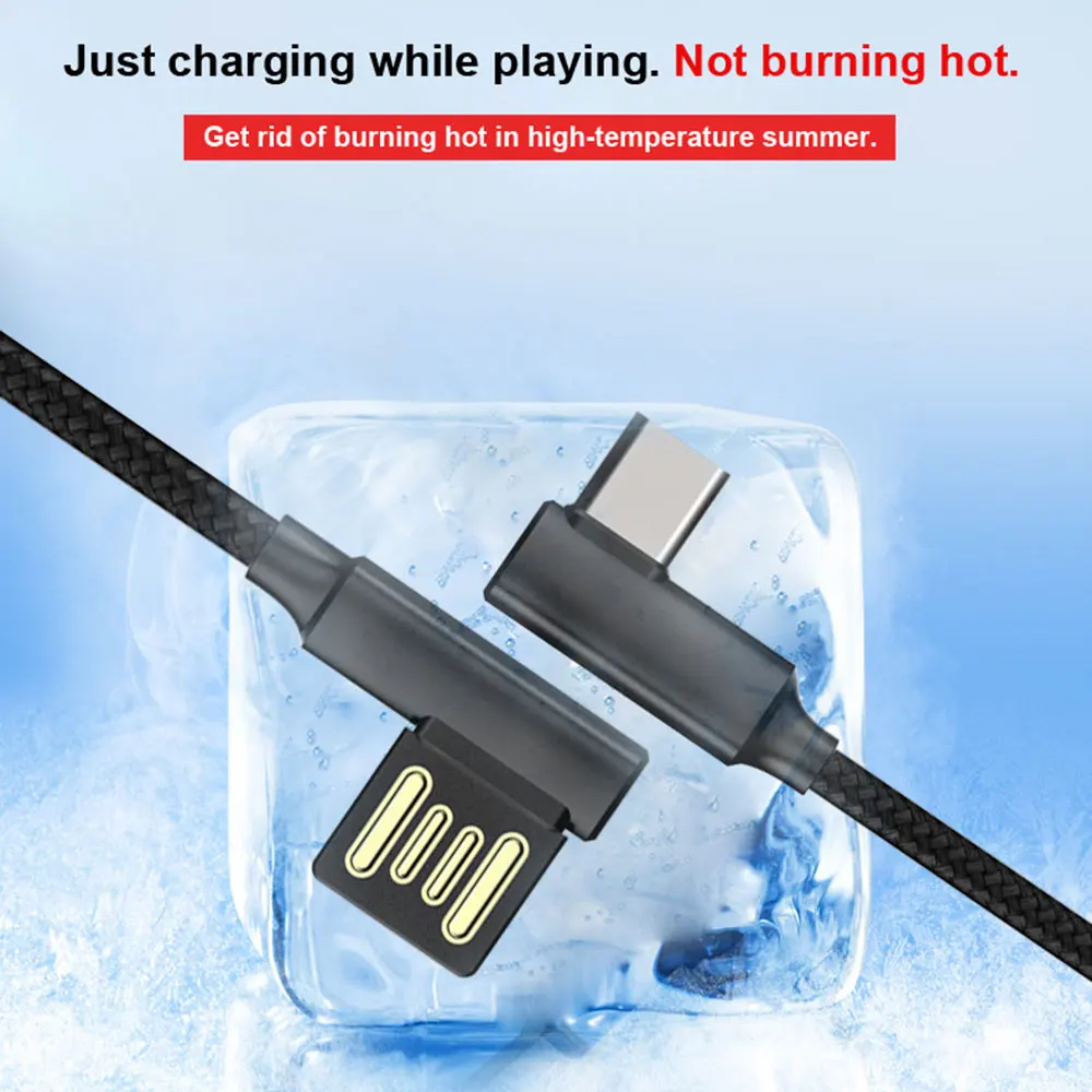 Kobwa 1 2 м 8 USB Type C кабель для передачи данных Портативный 90 градусов прочный быстрое