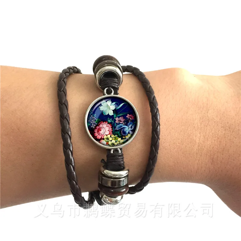 Мандала Цветок Дизайн время драгоценный камень браслет европейский и